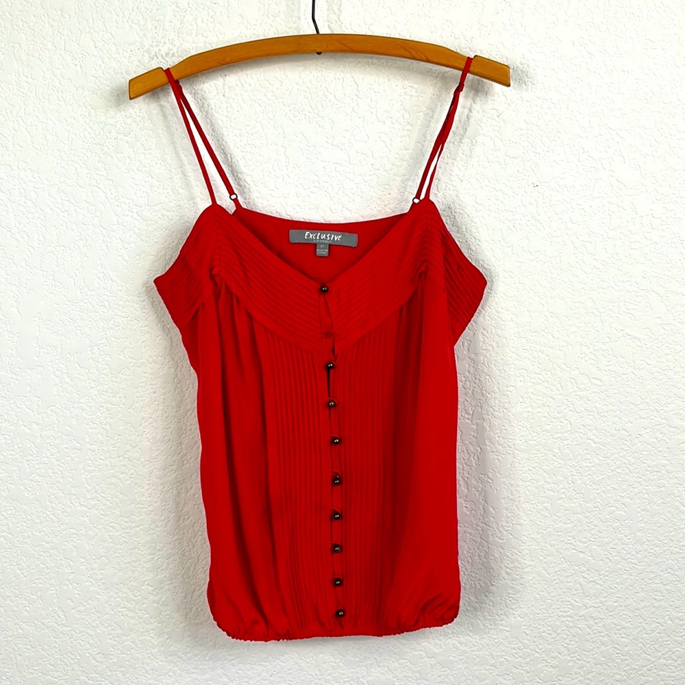 INTERMIX Exclusive Pleated Button Strappy Blouse